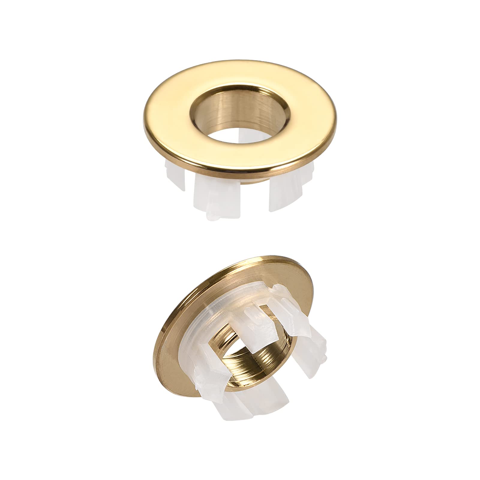 DTGN 30x13.5mm(DxT) Sink Overflow Cover - 2Pack - Good for Bathroom Kitchen Sink - Copper Basin Trim Insert in Hole Round Caps - Gold Tone