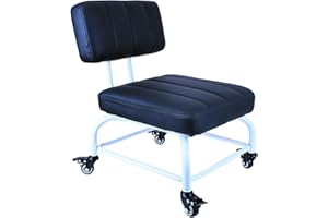 IMMER LIEBEN Rolling Stool and 4 Wheels with Brakes Rolling Chair for Home Office Garage Shop Roller Seat Water-Proof High Density Cushion and Steel Black