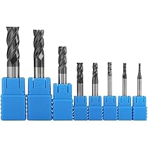 Juego 8 Fresas CNC Carburo Tungsteno 2-12mm, 4 Flautas Punta Plana - Herramientas Fresado Para Madera, Metal Y Plástico