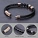 ZD-jewelry Mens Bracelets Genuine Leather and Natural Agate Beads Stainless Steel Buckle, Bead Leather Bracelet for Men (8.5 inch)