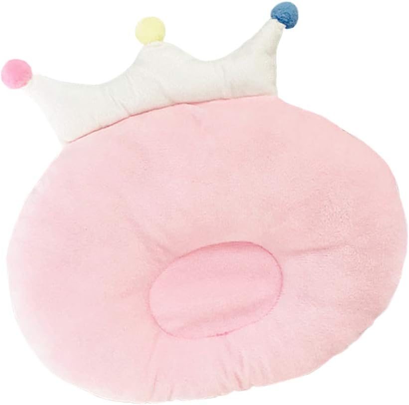 shlutesoy Cute Crown Cushion Infant Newborn Baby Pillow Velvet Cotton Cushion Positioner Pink