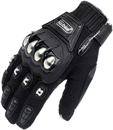 2019 Hot Metal Strong Knuckle Mad Racing Motorbike Motorcycle Armor Gloves Black Touchscreen (Black, XL)