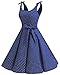 Bbonlinedress 1950's Bowknot Vintage Retro Polka Dot Rockabilly Swing Dress Blue White Dot M
