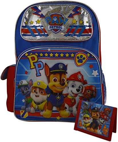 Paw Patrol Set of Deluxe Large Backpack &amp; Bonus Stationery w/ Options of Folder &amp; Pencil Case (Wallet)