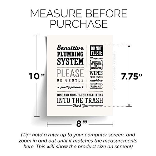8x10" *UNFRAMED PRINT* Cute Do not Flush Bathroom Sign Septic System Sensitive Plumbing Disposal Bag Feminine Sanitary Product Tampon Paper Towel Decor Hotel Restaurant Office airbnb Art Toilet Gentle - Thumbnail 2