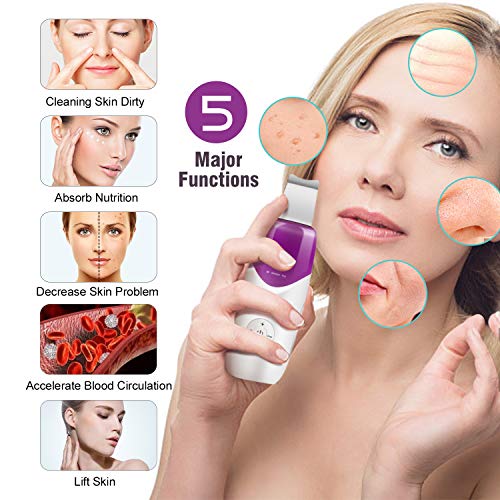 Facial Skin Scrubber TOPLANET Ultrasonic Skin Scrubber Peeling Extractor Cleaning Face Lift Blackhead Remover Facilitate Cell Metabolism for Anti-age Skin Care for Personal Salon Facial Care