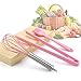 Feleph Silicone Kitchen Cooking Utensils Set Pink High Heat-Resistant Premium BPA-Free, Non-Stick Rubber 2 Sizes Spatula Tongs Whisk Pastry Brush 6PCS