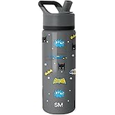 Simple Modern Kids Summit Water Bottle with Straw Lid | DC Comics Batman 18oz Stainless Steel Cup Insulated Tumbler for Boys, School | Batman POW!