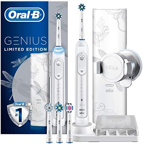 Oral B Genius 9000 Electric Toothbrush Lotus White App Connected Handle 6 Modes Including Whitening Sensitive And Gum Care Pressure Sensor 4 Toothbrush Heads Dragonfly Design Usb Travel Case Buy Online At Best