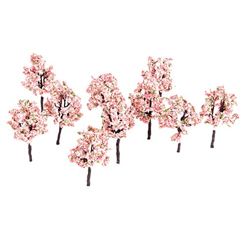 10pcs 11cm Pink Flower Model Tree Railway Train Diorama Garden Scenery OO HO Scale