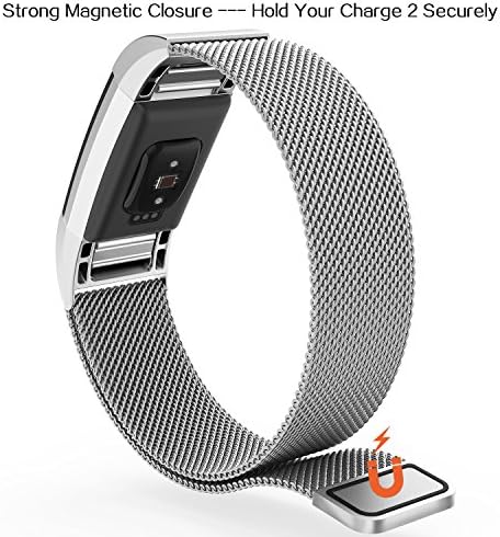 Fitbit Charge 2 Bands,Fitbit Bands Milanese Loop Stainless Steel Metal Replacement Bracelet Strap, Wristbands Accessories for Charge 2 with Stronger Magnetic Clasp