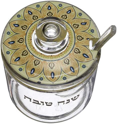 Acrylic Honey Dish for Rosh Hashanah with Lid and Spoon