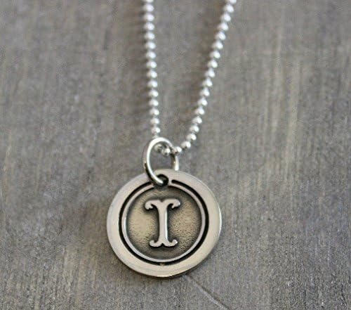 Personalized Wax Seal 925 Sterling Silver 18 inch Necklace Letter I Graduation gift idea