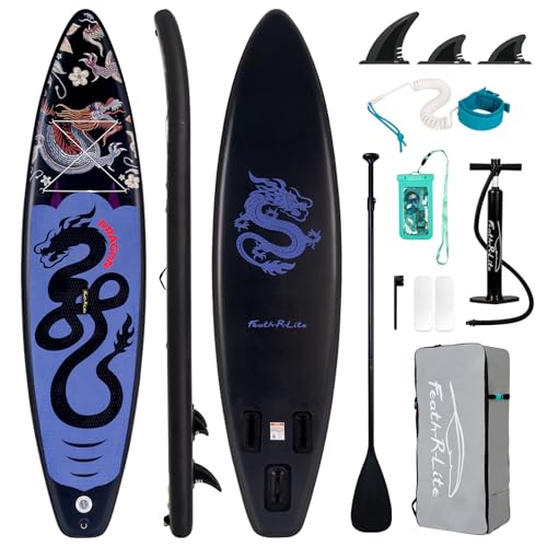 FEATH-R-LITE Tabla de Paddle Surf Inflable Multifuncional con Bomba Manual, Mochila Sup, Correa, Remo Ajustable, para Adultos de Todos los Niveles de Habilidad