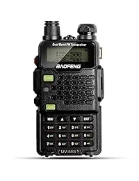 Baofeng radio bidireccional y walkie-talkie UV-5R5 5W de doble banda, bidireccional, amateur, transceptor UHF/VHF 136-174/400-520MHz (disponible en tres colores), 1 unidad, Negro