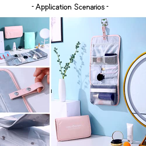 OSTKAKA Nylon Makeup Bag for Women， Small Travel Cosmetic Bag Makeup Pouch ，Zipper Toiletries Bag for Women (Green)