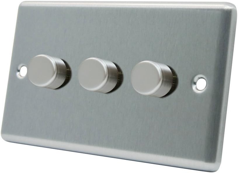 Alliance Electrical AET 10A 400W 3-Gang 2-Way Dimmer Satin Chrome