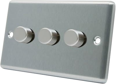 Alliance Electrical AET 10A 400W 3-Gang 2-Way Dimmer Satin Chrome