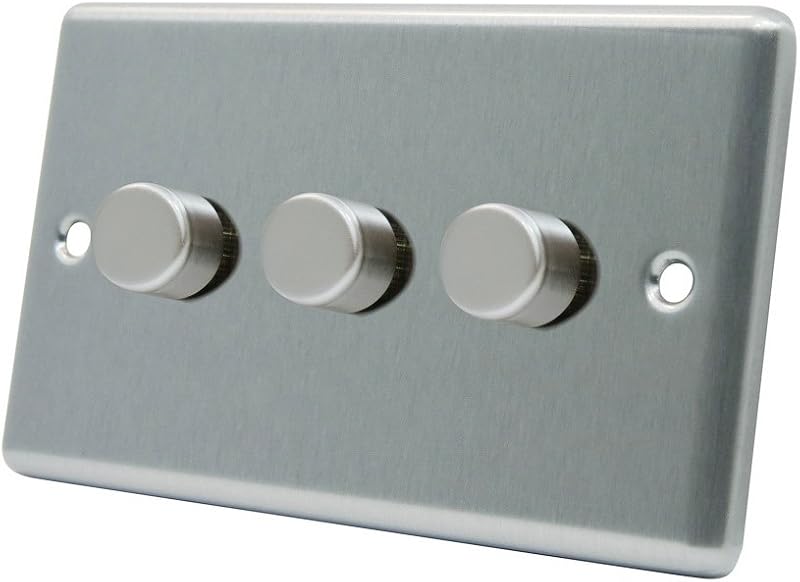 Alliance Electrical AET 10A 400W 3-Gang 2-Way Dimmer Satin Chrome