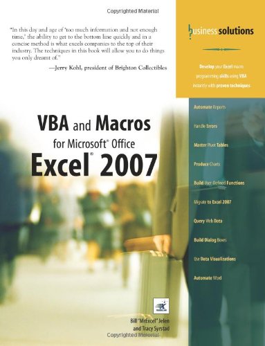 VBA and Macros for Microsoft Office Excel 2007 by Bill Jelen, Tracy Syrstad