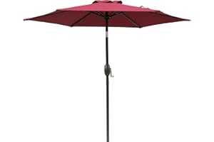 SUNVIVI OUTDOOR 7.5 Ft Patio Umbrella Market Table Outdoor Umbrella with Crank, 6 Ribs, Polyester Canopy