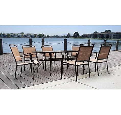 Amazon Com Mainstays Sand Dune 7 Piece Patio Dining Set Seats 6 Garden Outdoor