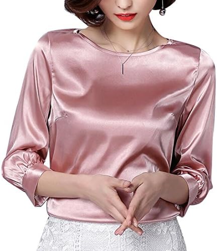 Women's Elegant Stain Silk Solid Color Long Sleeve Shirt Blouse