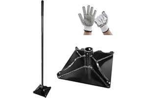 NECTACOL Garden Steel Tamper with 48 inch Steel Handle, 9"X9" Heavy Duty Ground Steel Tamper for Leveling Soil, Lawn Leveler for Repairing Pavers, Great Soil Compactor, Sturdy Ground Level Tool