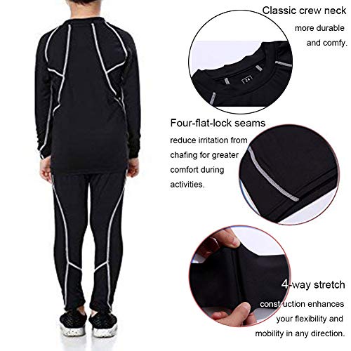Sanke Boys Soccer Practice Long Sleeve Shirt & Pants 2PCS Compression Set