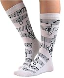 Soft And Comfortable Music Notes Trouser Socks In White By Foot Traffic - Women's Shoe Size 4-10