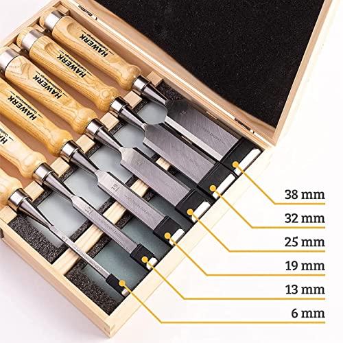 HAWERK Wood Chisel Sets Wood Carving Chisels with Premium Wooden Case