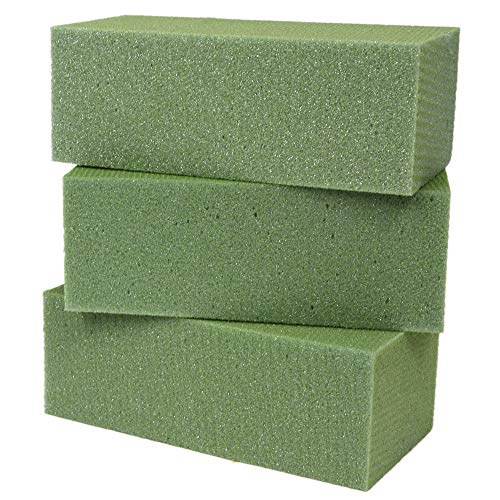Premium Dry Floral Foam Bricks, Green Styrofoam Foam Blocks, 3 Pack