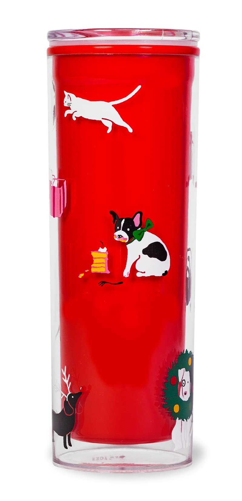 Kate Spade New York 16 Ounce Insulated Travel Mug, Double Wall Thermal Tumbler for Coffee or Tea (Deck the Paws)