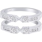 AFFY 1 Ct. Three Stone Ring Guard Enhancer in 14k Gold Over Sterling Silver with Cubic Zirconia