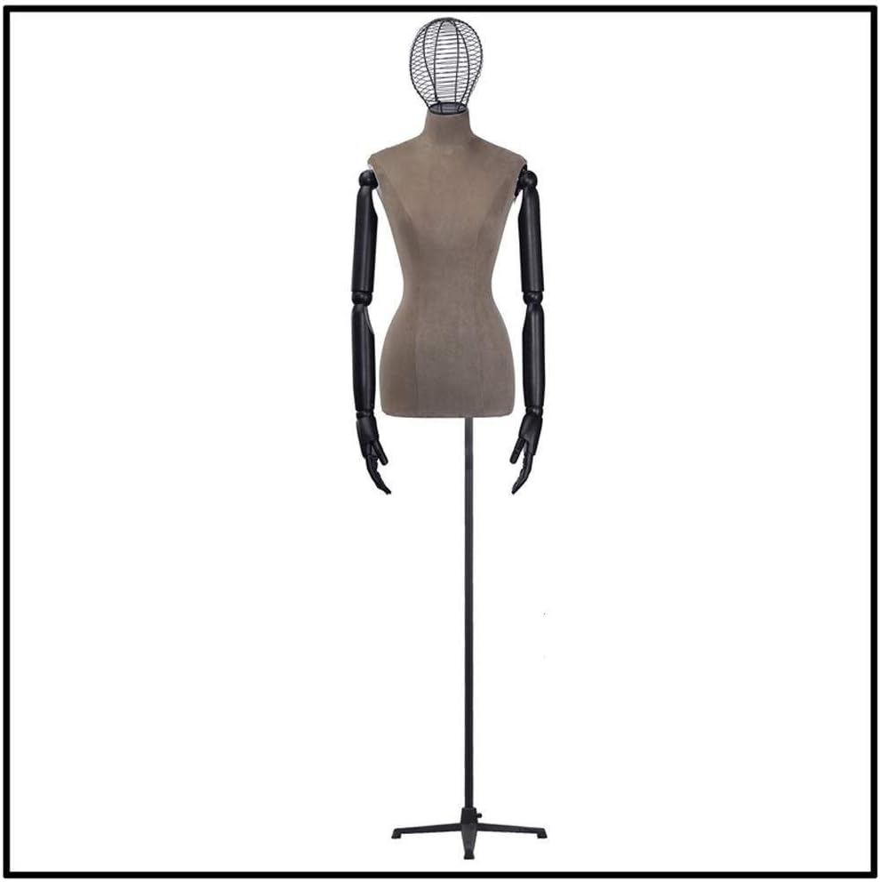 Tailors Dummy dress forms Female Designer Mannequin Dressmakers Dummies Fashion Students Display Bust Adjustable mannequin full body (Color : Brown-b)