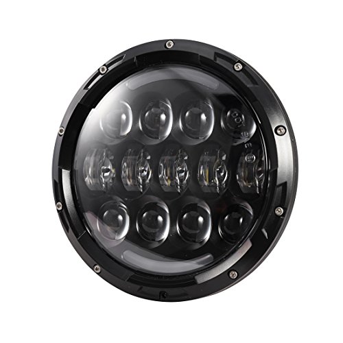 uxcell 7″ Black Round Motorcycle Projector 105W LED Hi/Lo Beam Headlight H4 H13 DRL for Jeep Wrangler Harley