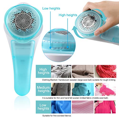 Upgrade Fabric Shaver Sweater Shaver,Lint Clothes Fuzz Remover Defuzzer Trimmer with Large Shaving Head,Adjustable Shave Heights,Better Protection Clothes Carpet, Remove Fluff, Lint Bobbles - Thumbnail 5