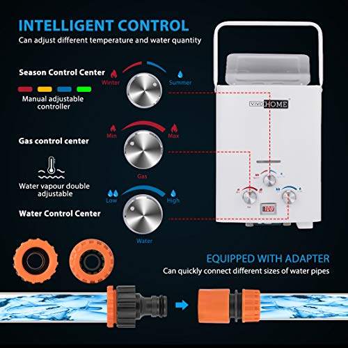 VIVOHOME Outdoor Portable 1.6GPM 6L Propane Gas Tankless Water Heater