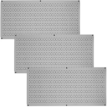Wall Control Pegboard Value Pack - (3) Pack of Wall Control 16-Inch Tall x 32-Inch Wide Horizontal Metal Pegboards for Easy to Install Wall Home & Garage Tool Storage Organization (Grey Pegboard)
