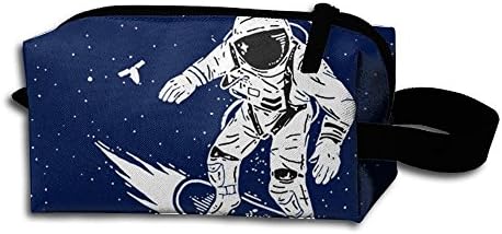 Space Skateboarding Sturdy Durable Travel Cosmetic Bag For Women Multifuncition Pencil Bag