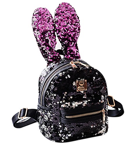Aibearty rabbit ears backpack sequins rucksack casual b…