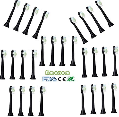 Amaxom Premium Replacement Toothbrush Heads for Philips Sonicare DiamondClean HX6064/33(HX6062) Standard Size Toothbrushes, Black, 28 Count(7-pack).