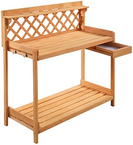 Garden Work Potting Outdoor Bench Decor Station Patio Gardening And Planting Solid Wood Construction Lower Shelf Drawer Free Standing Furniture Spacious Work Top
