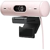 Logitech Brio 500 Full HD 1080p Webcam with Auto Light Correction, Dual Noise Reduction Mics, Privacy Cover, Works with Teams, Meet, Zoom - Rose