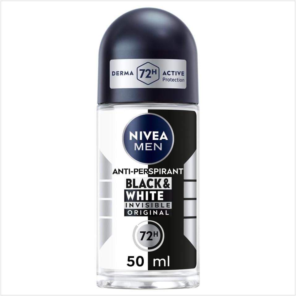 Nivea Men 48h Invisible Black White Anti-Perspirant Roll On Deodorant 50ml