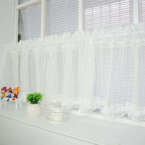XIULIHUI Kitchen Curtain Café Curtain Bedroom Curtain Pure White Lace Sun Curtain 1 Panel,18 x 60inches (140x60cm)