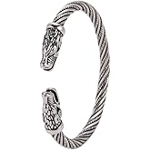 kkjoy Viking Bracelet for Men Stainless Steel Animal Head Screw Teen Cuff Bangle Norse Biker Nordic Pirates Amulet Jewellery