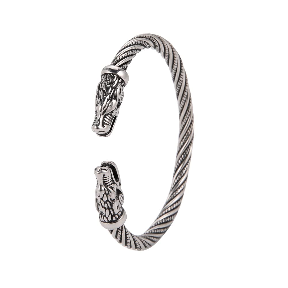 kkjoy Stainless Steel Vikings Odin's Wolf Bracelet for Men Norse Screw Teen Cuff Bangle Biker Amulet Nordic Pirates Arm Ring Wristband Jewellery