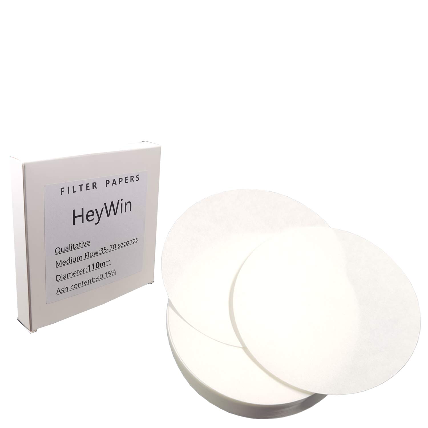HeyWin 110mm Qualitative Filter Paper,Pack of 100,Laboratory Filter Paper Used for Filter Paper Science Experiment,also for Oil Industry Test