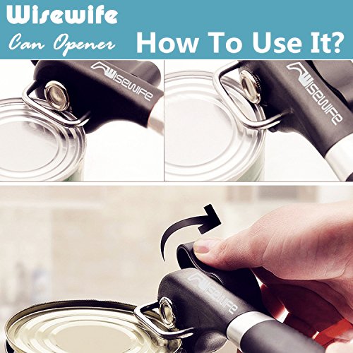 Manual Can Tin Opener Safety - Stainless Steel Ergonomic Anti Slip Design with Smooth Edge Side Cut No Sharp Cuts Can Opener - Lid Lifter That Won't Touch Food with Spoon and Fork Set - Thumbnail 2